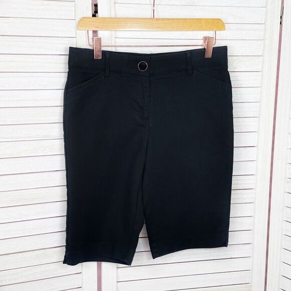 Counterparts Petite Flat Front Stretch Bermuda Walking Shorts Black 4P - Picture 1 of 12